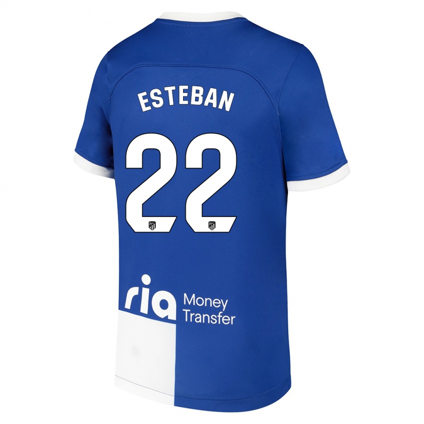 Heren Paco Esteban #22 Blauw Wit Uitshirt Uittenue 2023/24 T-Shirt België