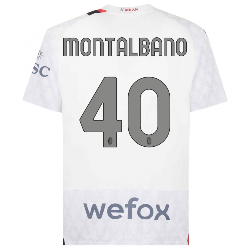 Homme Maillot Nicolo Montalbano #40 Blanc Tenues Extérieur 2023/24 T-Shirt Belgique