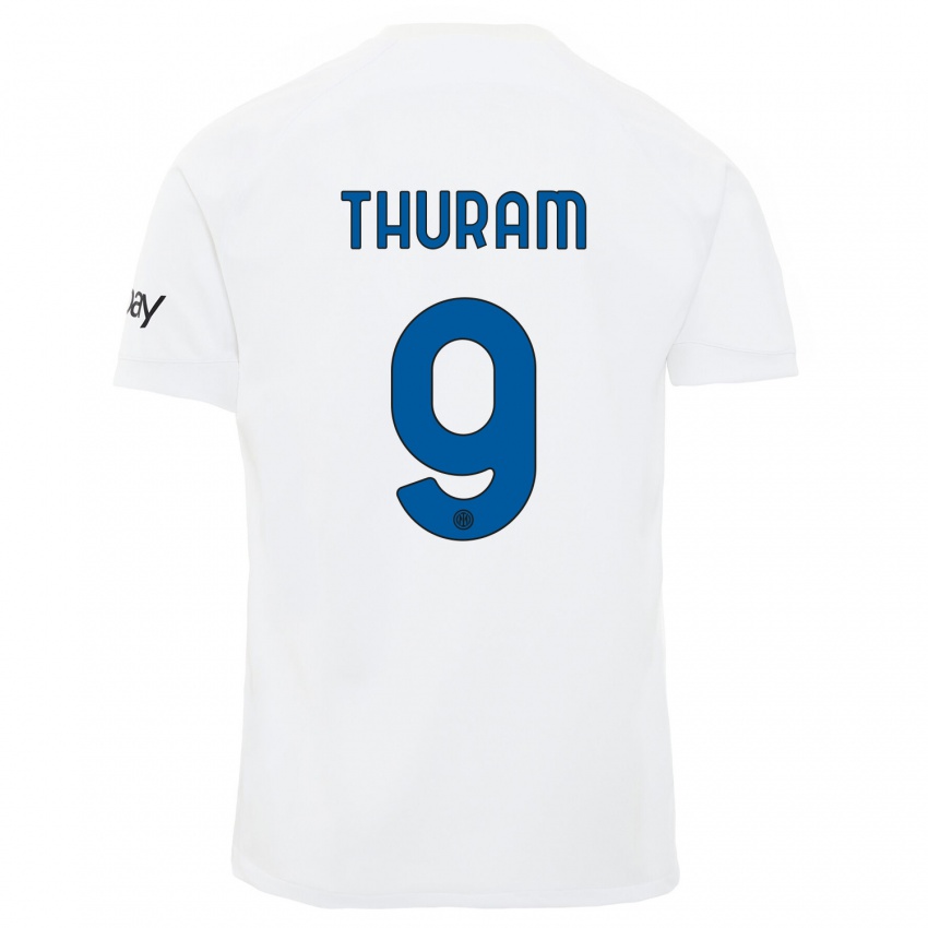 Herren Marcus Thuram #9 Weiß Auswärtstrikot Trikot 2023/24 T-Shirt Belgien