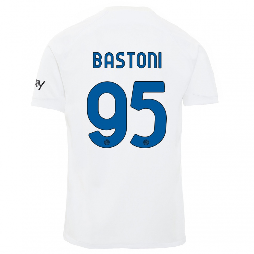 Herren Alessandro Bastoni #95 Weiß Auswärtstrikot Trikot 2023/24 T-Shirt Belgien