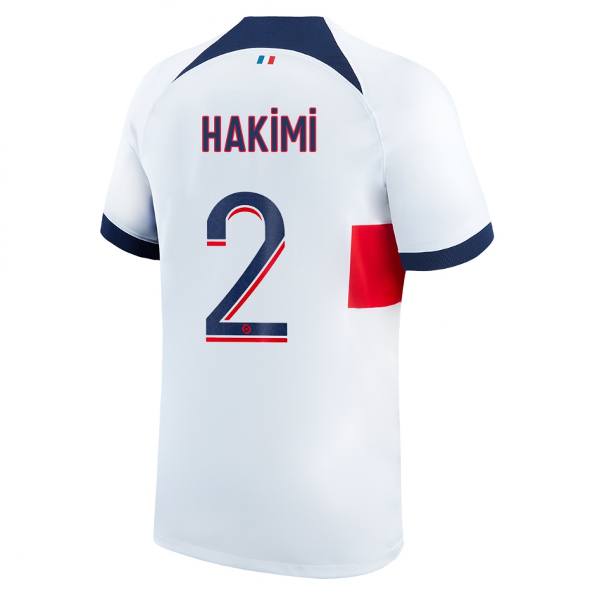 Homme Maillot Achraf Hakimi #2 Blanc Tenues Extérieur 2023/24 T-Shirt Belgique