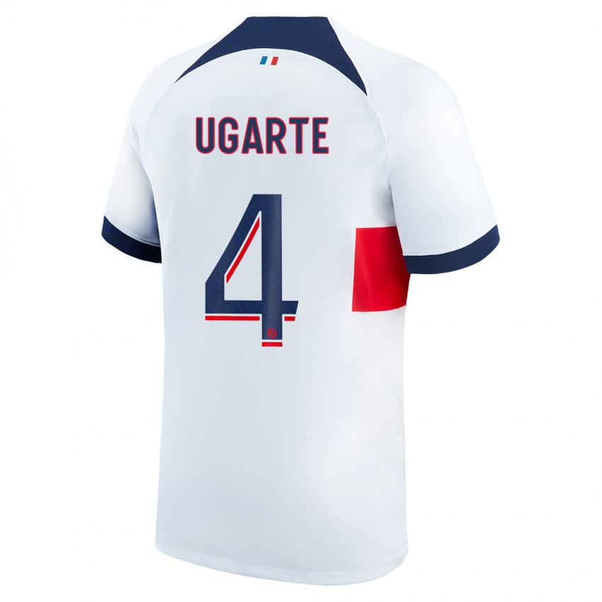Heren Manuel Ugarte #4 Wit Uitshirt Uittenue 2023/24 T-Shirt België