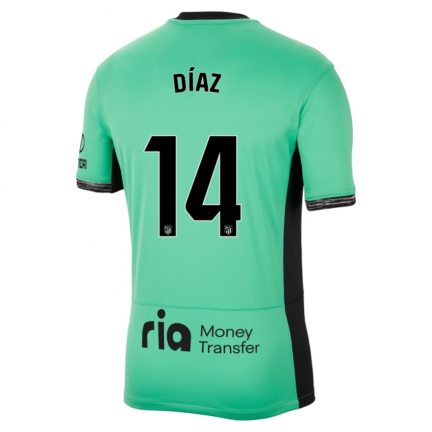 Homme Maillot Javier Díaz #14 Vert Printanier Troisieme 2023/24 T-Shirt Belgique