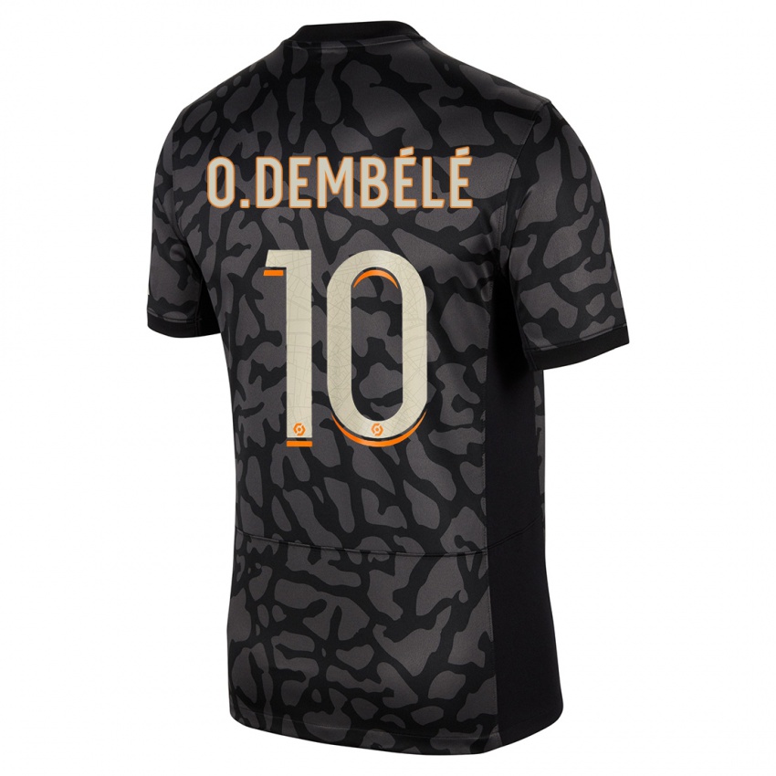 Homme Maillot Ousmane Dembele #10 Noir Troisieme 2023/24 T-Shirt Belgique