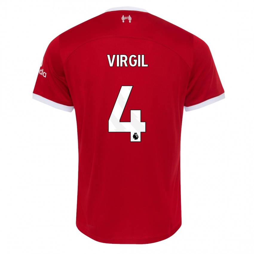 Femme Maillot Virgil Van Dijk #4 Rouge Tenues Domicile 2023/24 T-Shirt Belgique