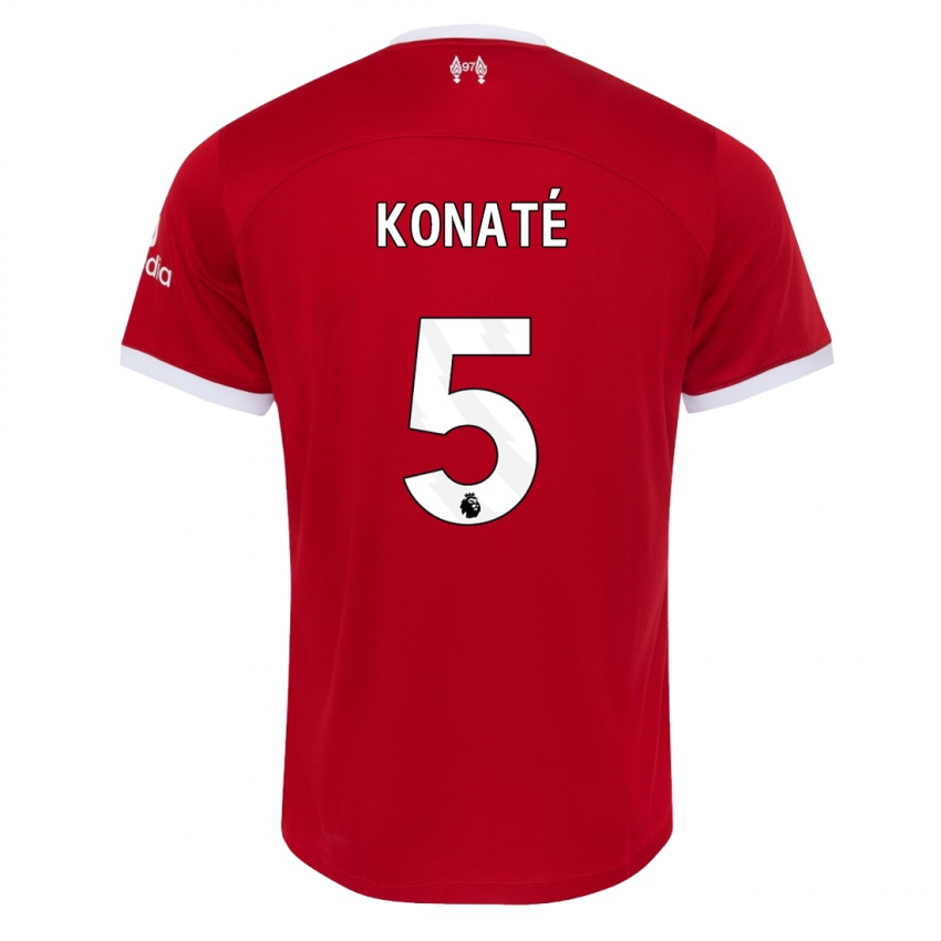 Femme Maillot Ibrahima Konaté #5 Rouge Tenues Domicile 2023/24 T-Shirt Belgique
