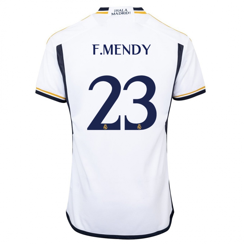 Femme Maillot Ferland Mendy #23 Blanc Tenues Domicile 2023/24 T-Shirt Belgique