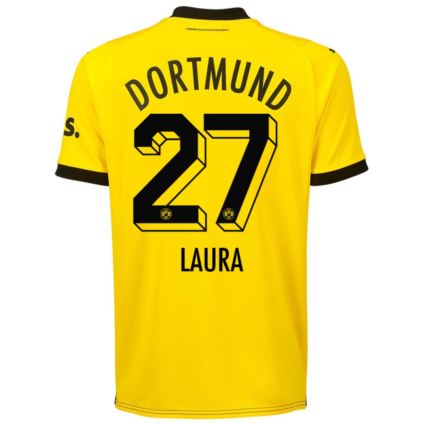 Dames Van Der Heijden Laura #27 Geel Thuisshirt Thuistenue 2023/24 T-Shirt België