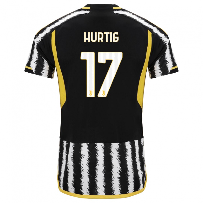 Dames Lina Hurtig #17 Zwart Wit Thuisshirt Thuistenue 2023/24 T-Shirt België