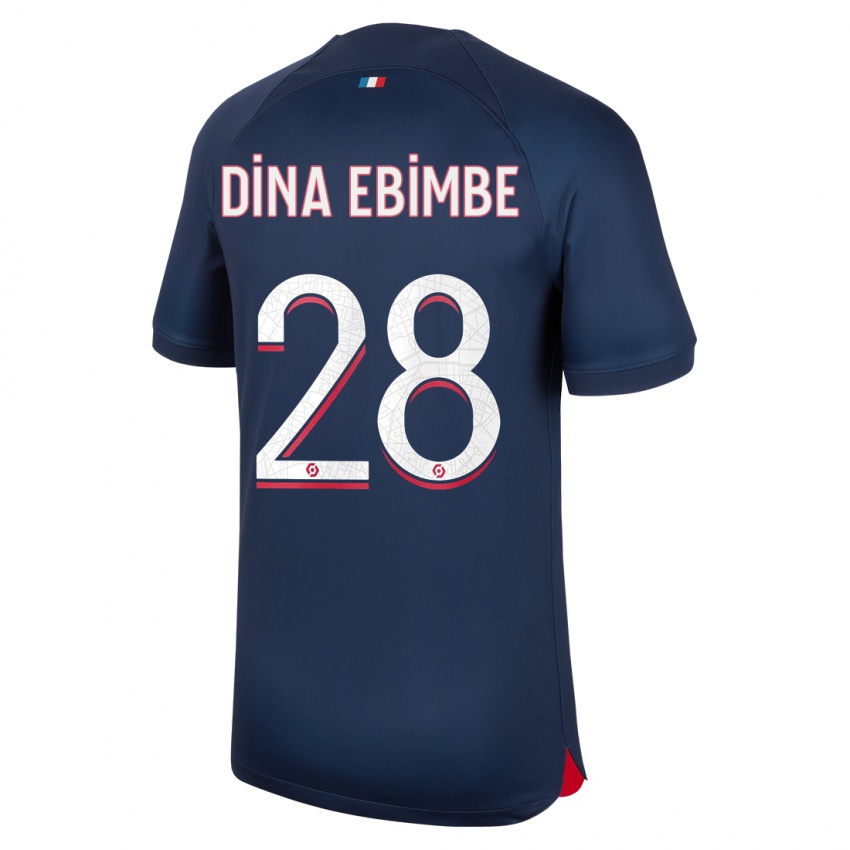 Femme Maillot Eric Junior Dina Ebimbe #28 Bleu Rouge Tenues Domicile 2023/24 T-Shirt Belgique