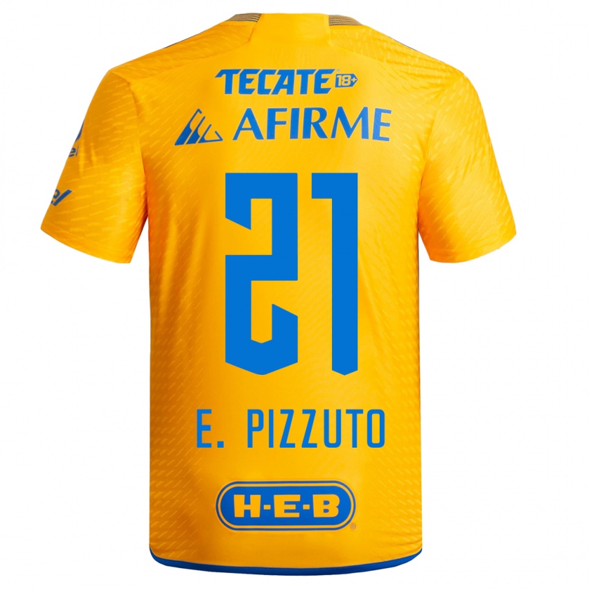 Dames Eugenio Pizzuto #21 Geel Thuisshirt Thuistenue 2023/24 T-Shirt België