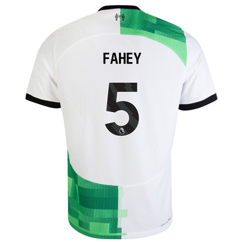 Femme Maillot Niamh Fahey #5 Blanc Vert Tenues Extérieur 2023/24 T-Shirt Belgique