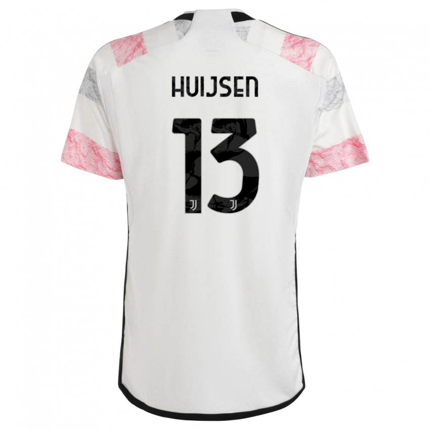 Dames Dean Huijsen #13 Wit Roze Uitshirt Uittenue 2023/24 T-Shirt België