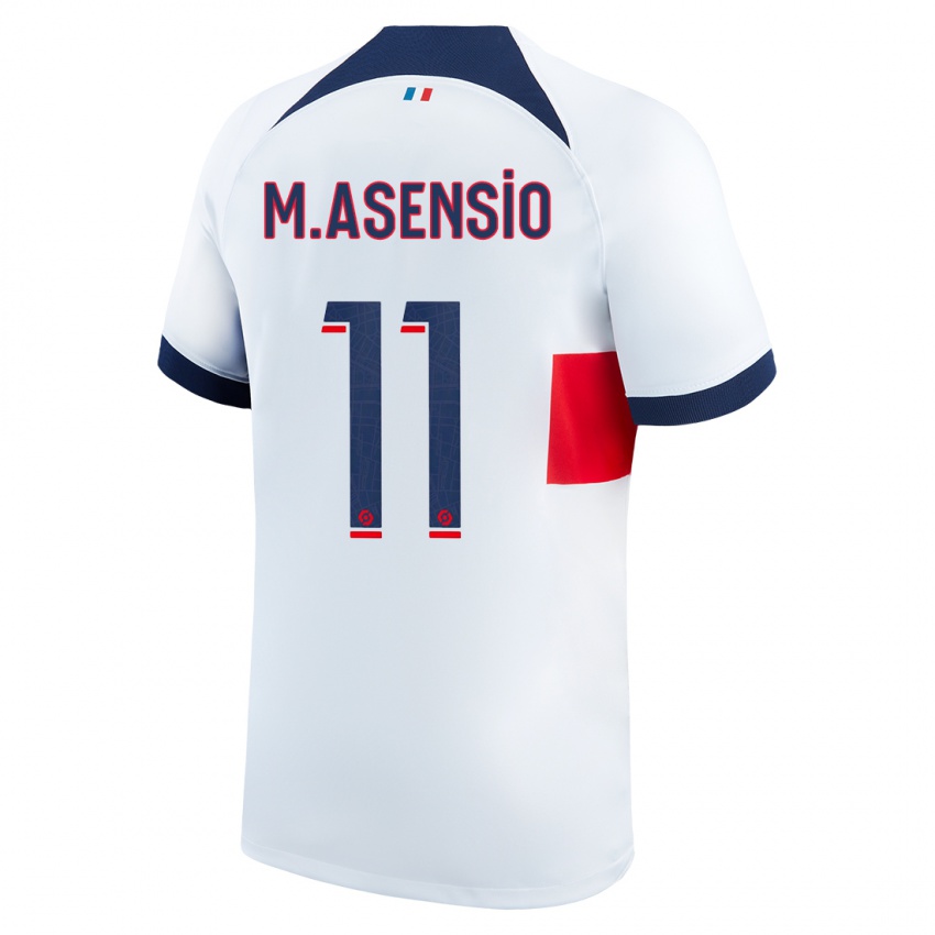 Femme Maillot Marco Asensio #11 Blanc Tenues Extérieur 2023/24 T-Shirt Belgique