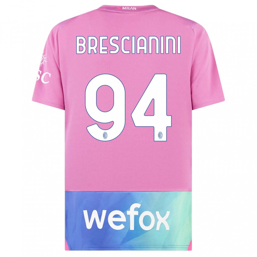 Femme Maillot Marco Brescianini #94 Rose-Mauve Troisieme 2023/24 T-Shirt Belgique