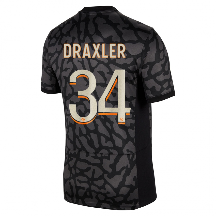 Femme Maillot Julian Draxler #34 Noir Troisieme 2023/24 T-Shirt Belgique