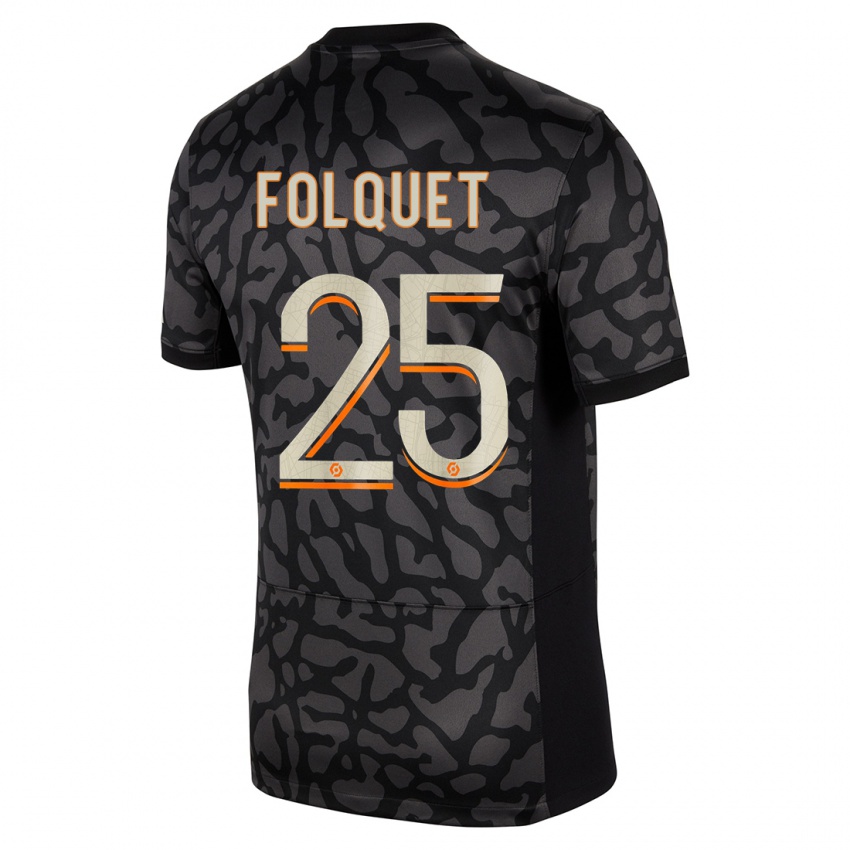 Femme Maillot Magnaba Folquet #25 Noir Troisieme 2023/24 T-Shirt Belgique
