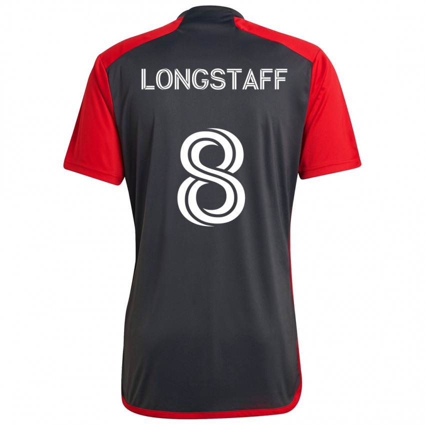 Kinderen Matty Longstaff #8 Grijs Rood Thuisshirt Thuistenue 2024/25 T-Shirt België