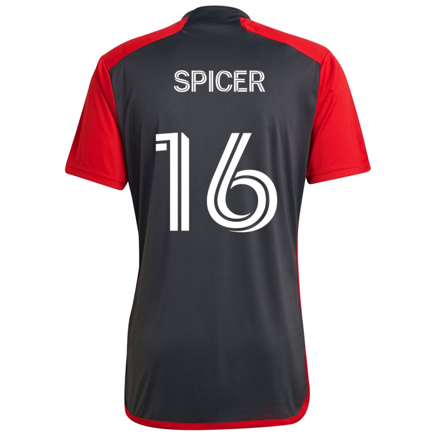 Kinderen Tyrese Spicer #16 Grijs Rood Thuisshirt Thuistenue 2024/25 T-Shirt België