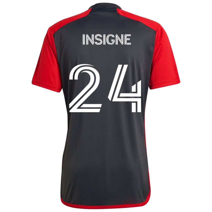 Kinderen Lorenzo Insigne #24 Grijs Rood Thuisshirt Thuistenue 2024/25 T-Shirt België