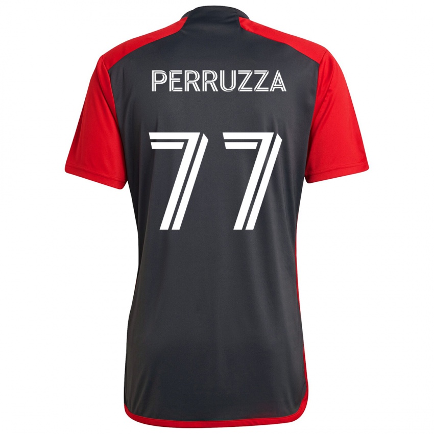 Kinderen Jordan Perruzza #77 Grijs Rood Thuisshirt Thuistenue 2024/25 T-Shirt België