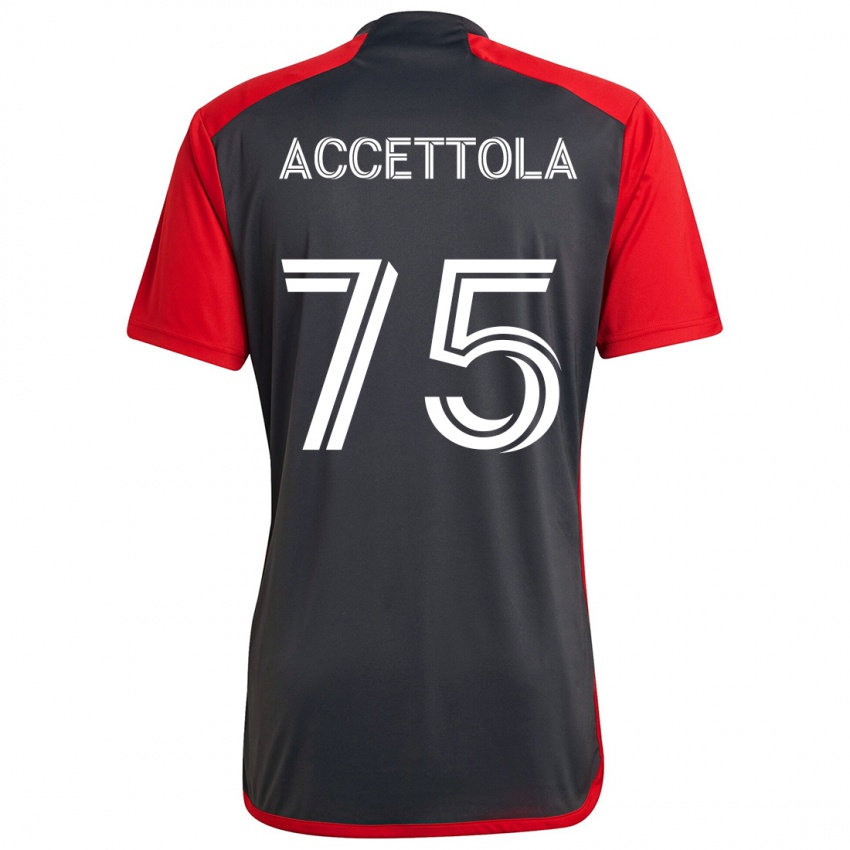 Kinderen Luca Accettola #75 Grijs Rood Thuisshirt Thuistenue 2024/25 T-Shirt België