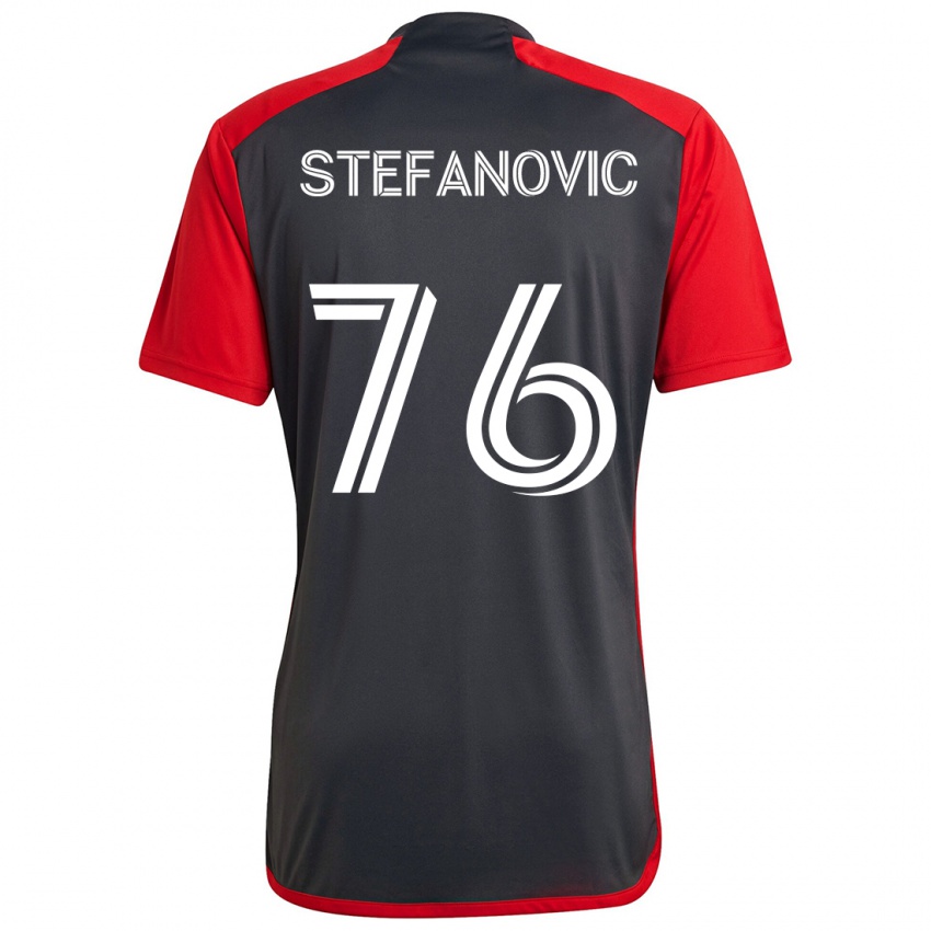 Kinderen Lazar Stefanovic #76 Grijs Rood Thuisshirt Thuistenue 2024/25 T-Shirt België