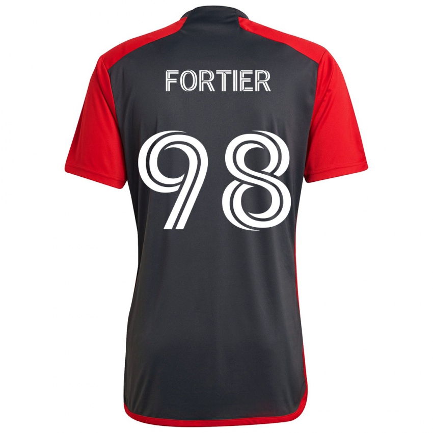 Kinderen Kristjan Fortier #98 Grijs Rood Thuisshirt Thuistenue 2024/25 T-Shirt België