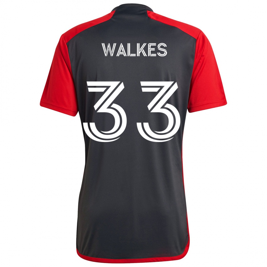 Kinderen Reshaun Walkes #33 Grijs Rood Thuisshirt Thuistenue 2024/25 T-Shirt België