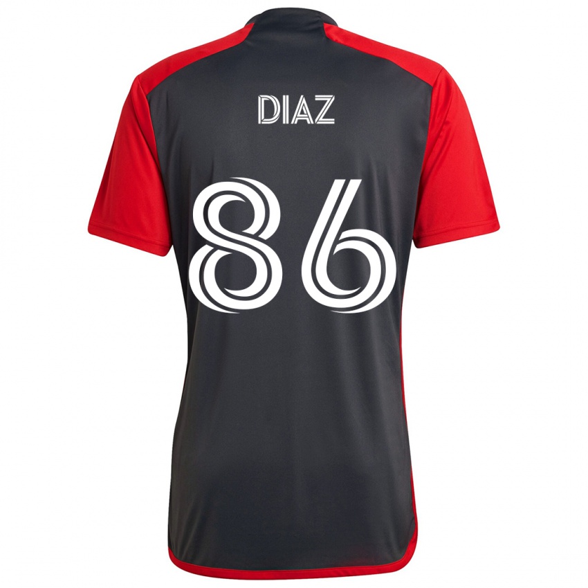 Kinderen Alec Díaz #86 Grijs Rood Thuisshirt Thuistenue 2024/25 T-Shirt België