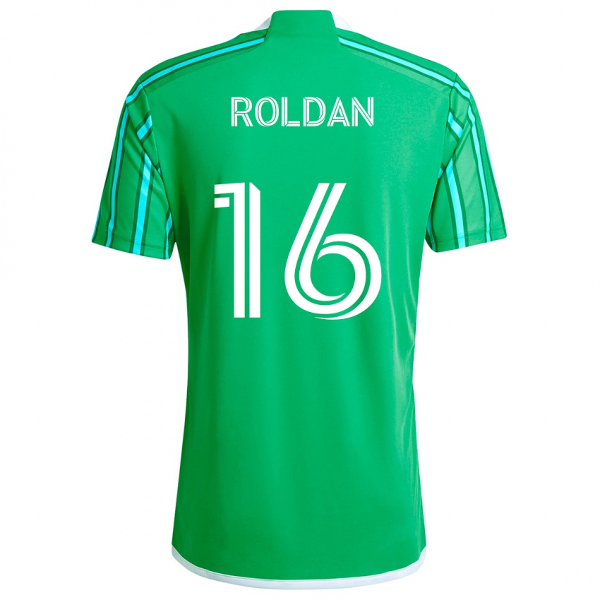 Kinder Álex Roldán #16 Grün Weiß Heimtrikot Trikot 2024/25 T-Shirt Belgien