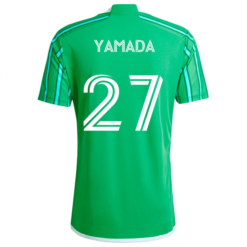 Kinder Hikari Yamada #27 Grün Weiß Heimtrikot Trikot 2024/25 T-Shirt Belgien