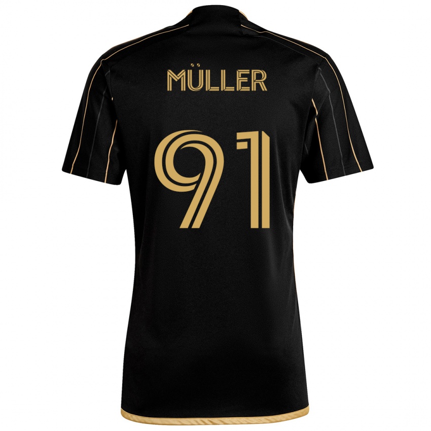 Kinderen Luis Müller #91 Zwart Goud Thuisshirt Thuistenue 2024/25 T-Shirt België