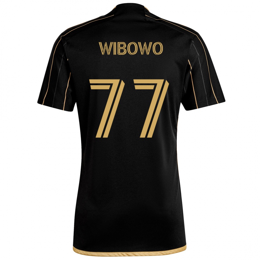 Kinderen Adrian Wibowo #77 Zwart Goud Thuisshirt Thuistenue 2024/25 T-Shirt België