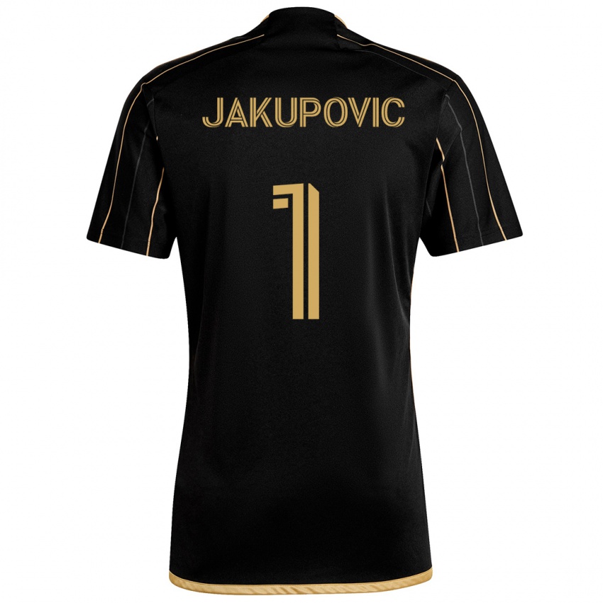 Kinderen Eldin Jakupović #1 Zwart Goud Thuisshirt Thuistenue 2024/25 T-Shirt België