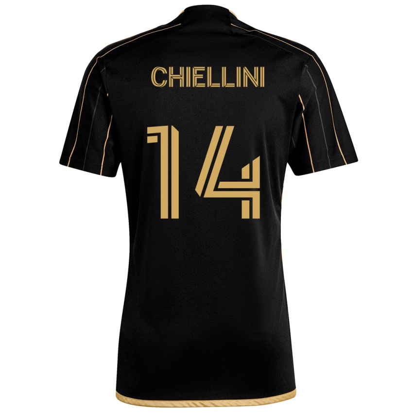 Kinderen Giorgio Chiellini #14 Zwart Goud Thuisshirt Thuistenue 2024/25 T-Shirt België