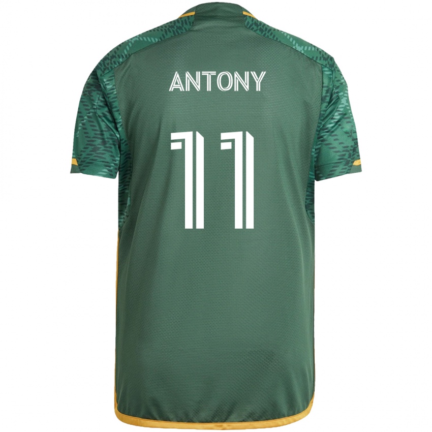 Kinderen Antony #11 Groen Oranje Thuisshirt Thuistenue 2024/25 T-Shirt België