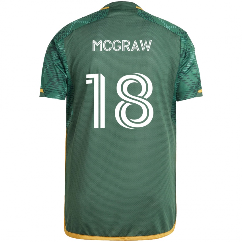 Kinderen Zac Mcgraw #18 Groen Oranje Thuisshirt Thuistenue 2024/25 T-Shirt België