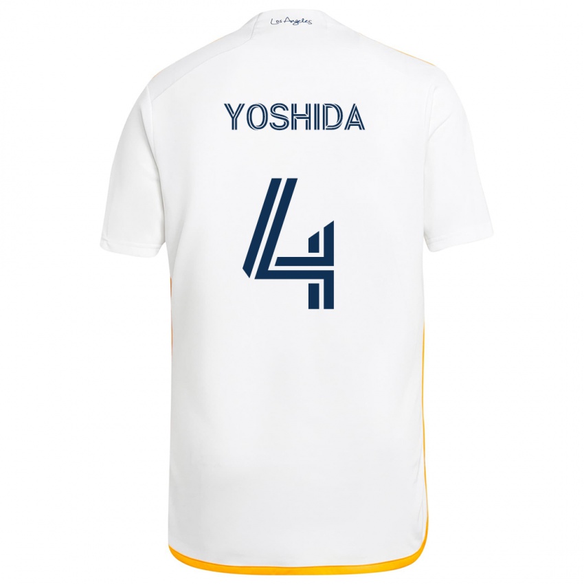 Kinderen Maya Yoshida #4 Wit Geel Thuisshirt Thuistenue 2024/25 T-Shirt België