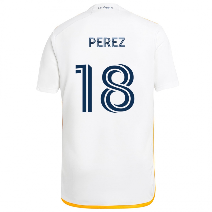 Kinder Jonathan Pérez #18 Weiß Gelb Heimtrikot Trikot 2024/25 T-Shirt Belgien