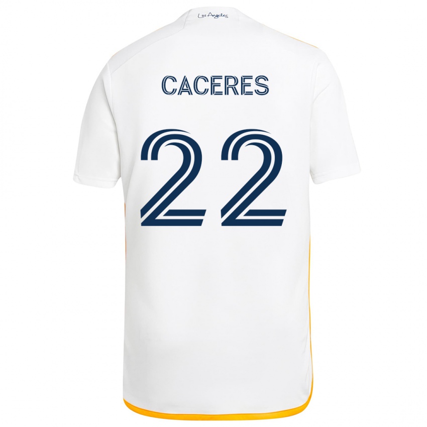 Kinder Martín Cáceres #22 Weiß Gelb Heimtrikot Trikot 2024/25 T-Shirt Belgien