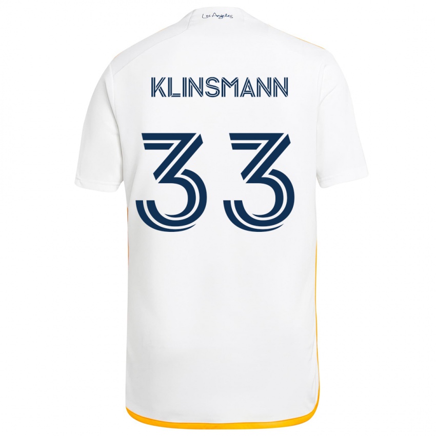 Kinder Jonathan Klinsmann #33 Weiß Gelb Heimtrikot Trikot 2024/25 T-Shirt Belgien