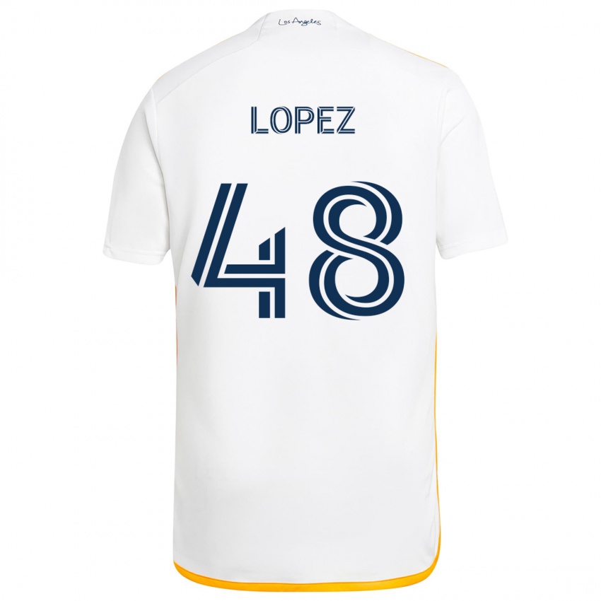 Kinderen Diego López #48 Wit Geel Thuisshirt Thuistenue 2024/25 T-Shirt België