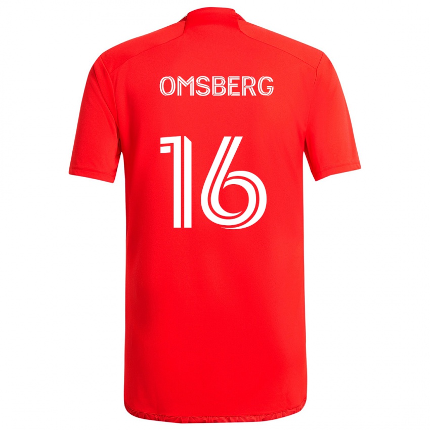 Enfant Maillot Wyatt Omsberg #16 Rouge Blanc Tenues Domicile 2024/25 T-Shirt Belgique