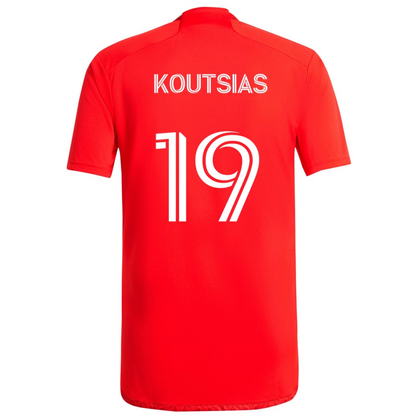 Enfant Maillot Georgios Koutsias #19 Rouge Blanc Tenues Domicile 2024/25 T-Shirt Belgique