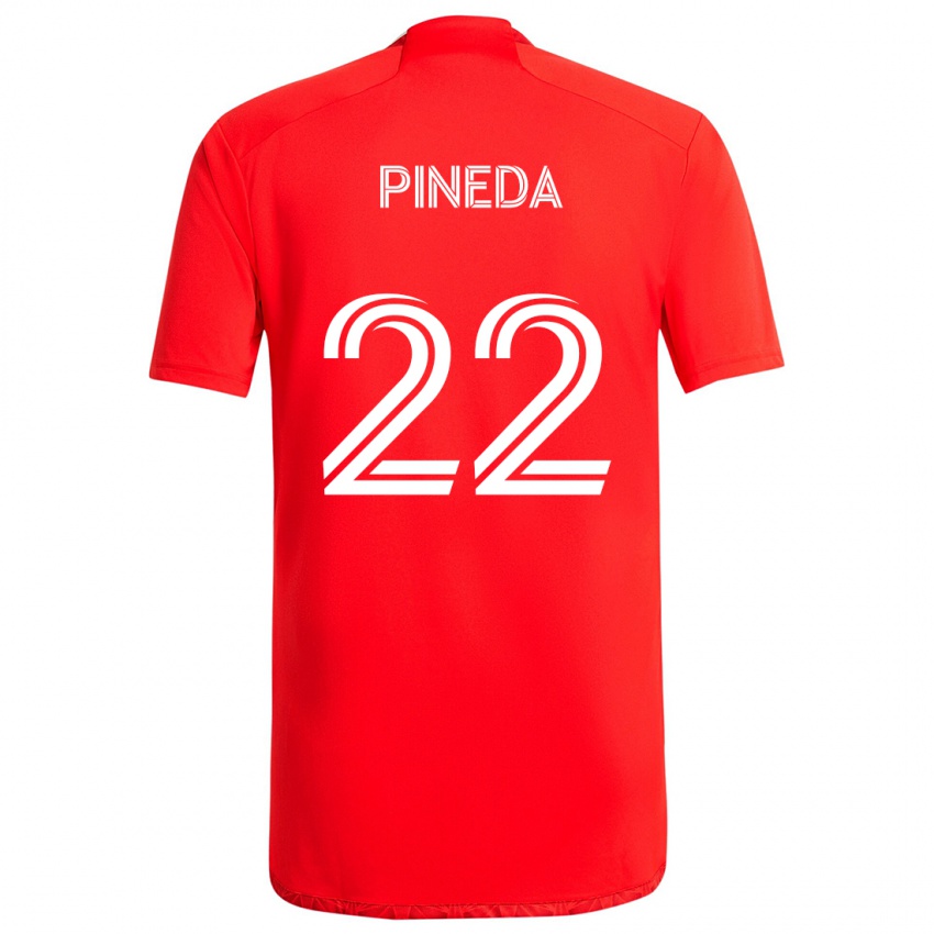 Enfant Maillot Mauricio Pineda #22 Rouge Blanc Tenues Domicile 2024/25 T-Shirt Belgique