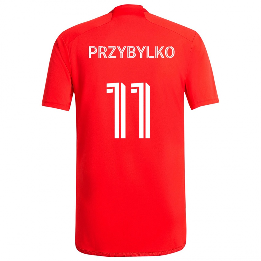 Kinderen Kacper Przybylko #11 Rood Wit Thuisshirt Thuistenue 2024/25 T-Shirt België