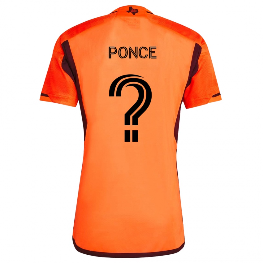 Enfant Maillot Ezequiel Ponce #0 Orange Noir Tenues Domicile 2024/25 T-Shirt Belgique