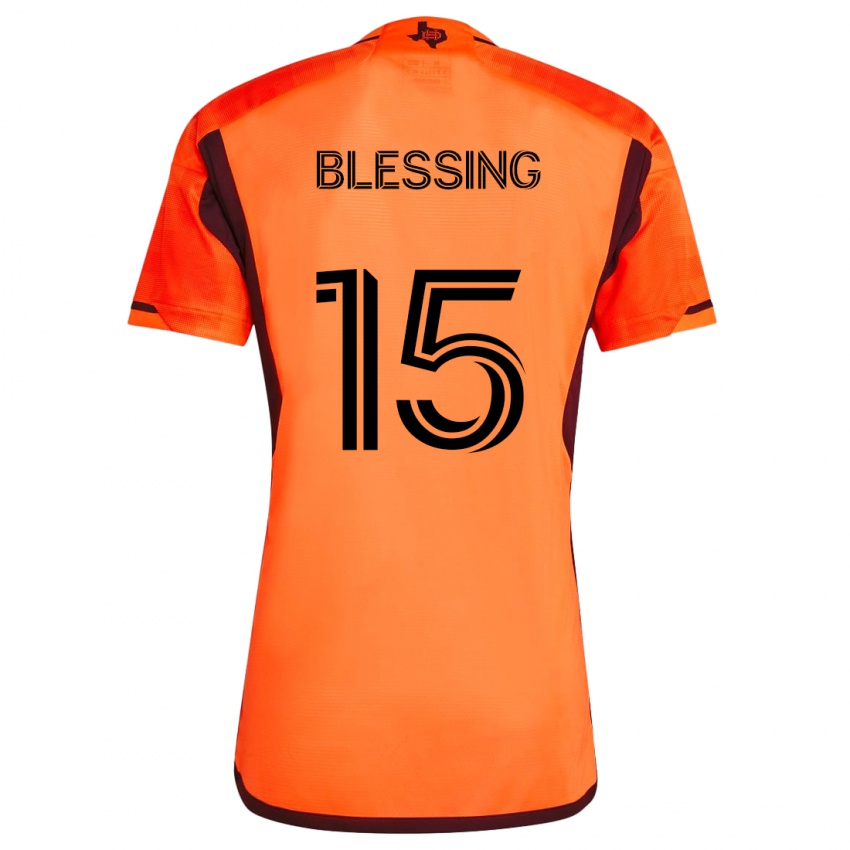 Enfant Maillot Latif Blessing #15 Orange Noir Tenues Domicile 2024/25 T-Shirt Belgique