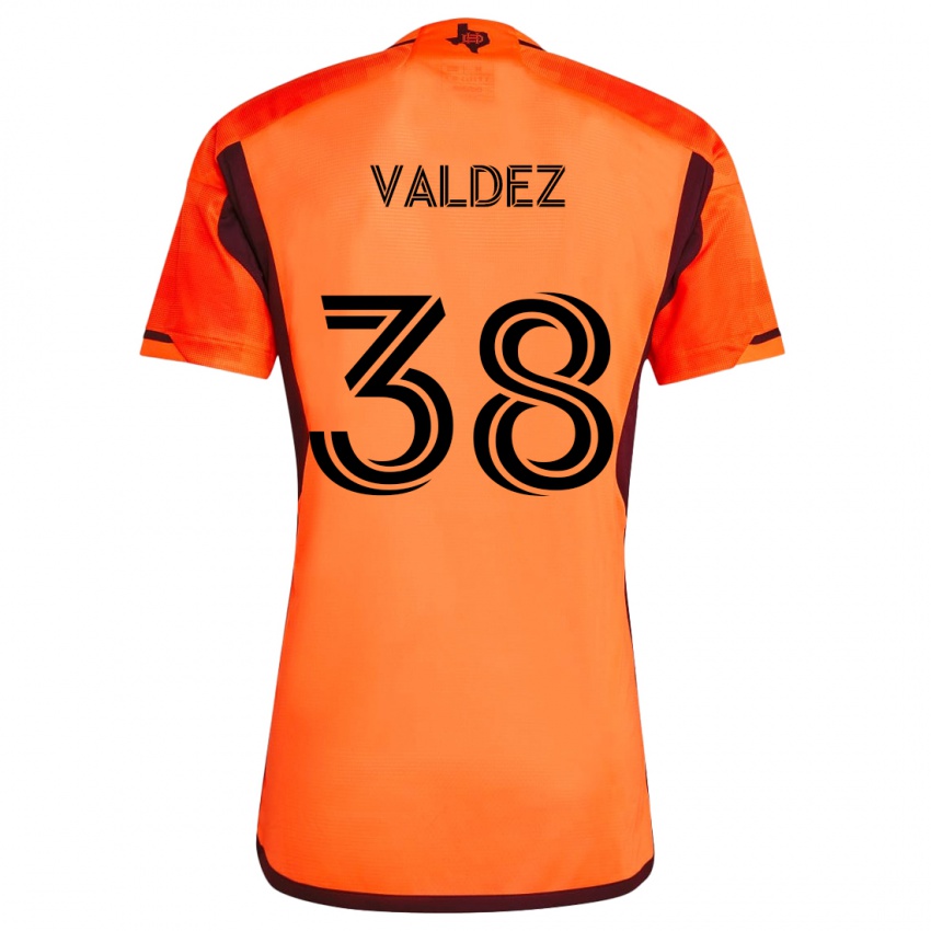 Enfant Maillot Xavier Valdez #38 Orange Noir Tenues Domicile 2024/25 T-Shirt Belgique